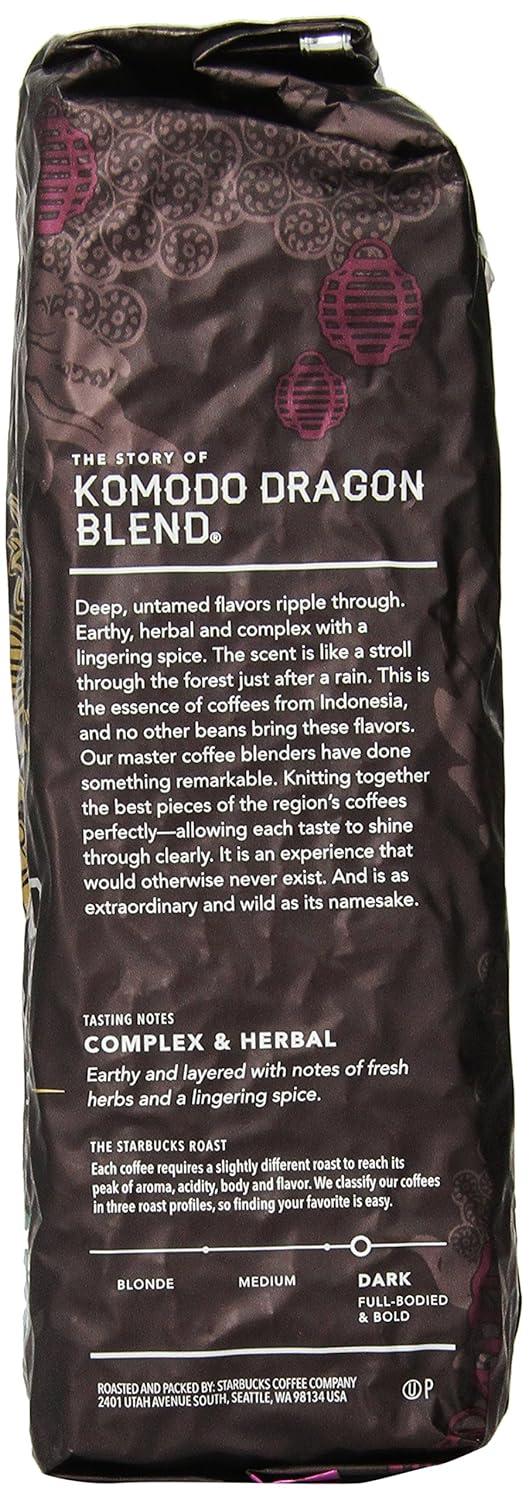imageStarbucks Whole Bean Coffee Dark Roast Coffee Caff Verona 100 Arabica 1 bag 18 ozKomodo Dragon Blend