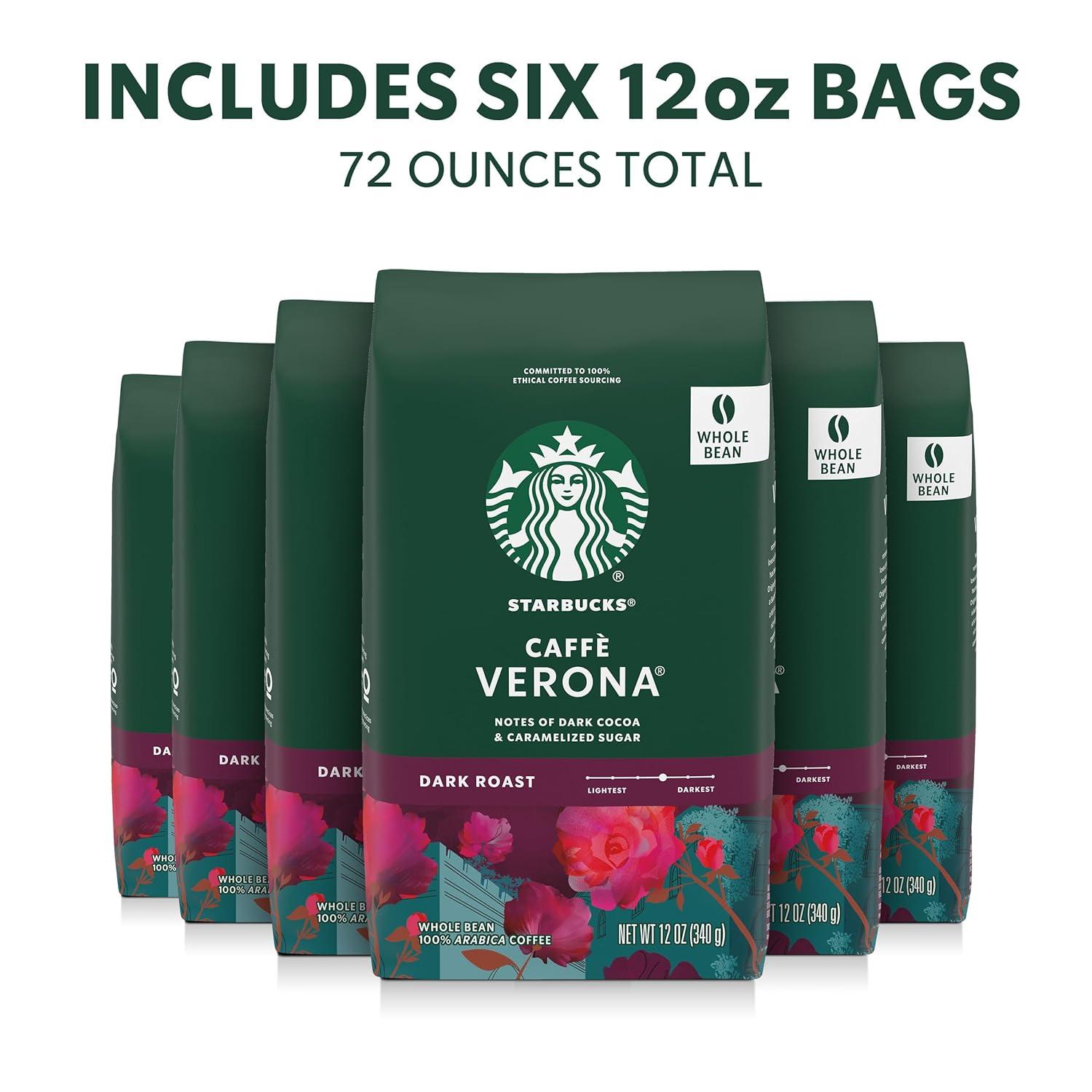 imageStarbucks Whole Bean Coffee Dark Roast Coffee Italian Roast 100 Arabica 6 bags 12 oz eachCaffe Verona