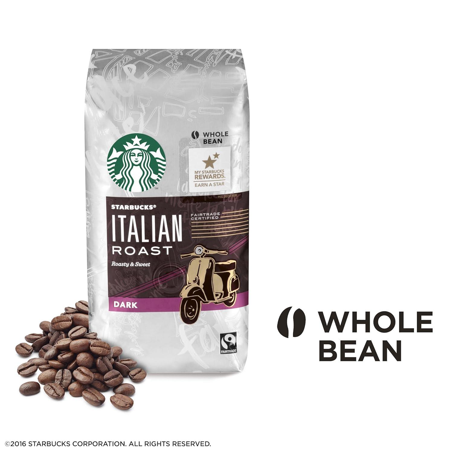 imageStarbucks Whole Bean Coffee Dark Roast Coffee Italian Roast 100 Arabica 6 bags 12 oz eachItalian Roast WB