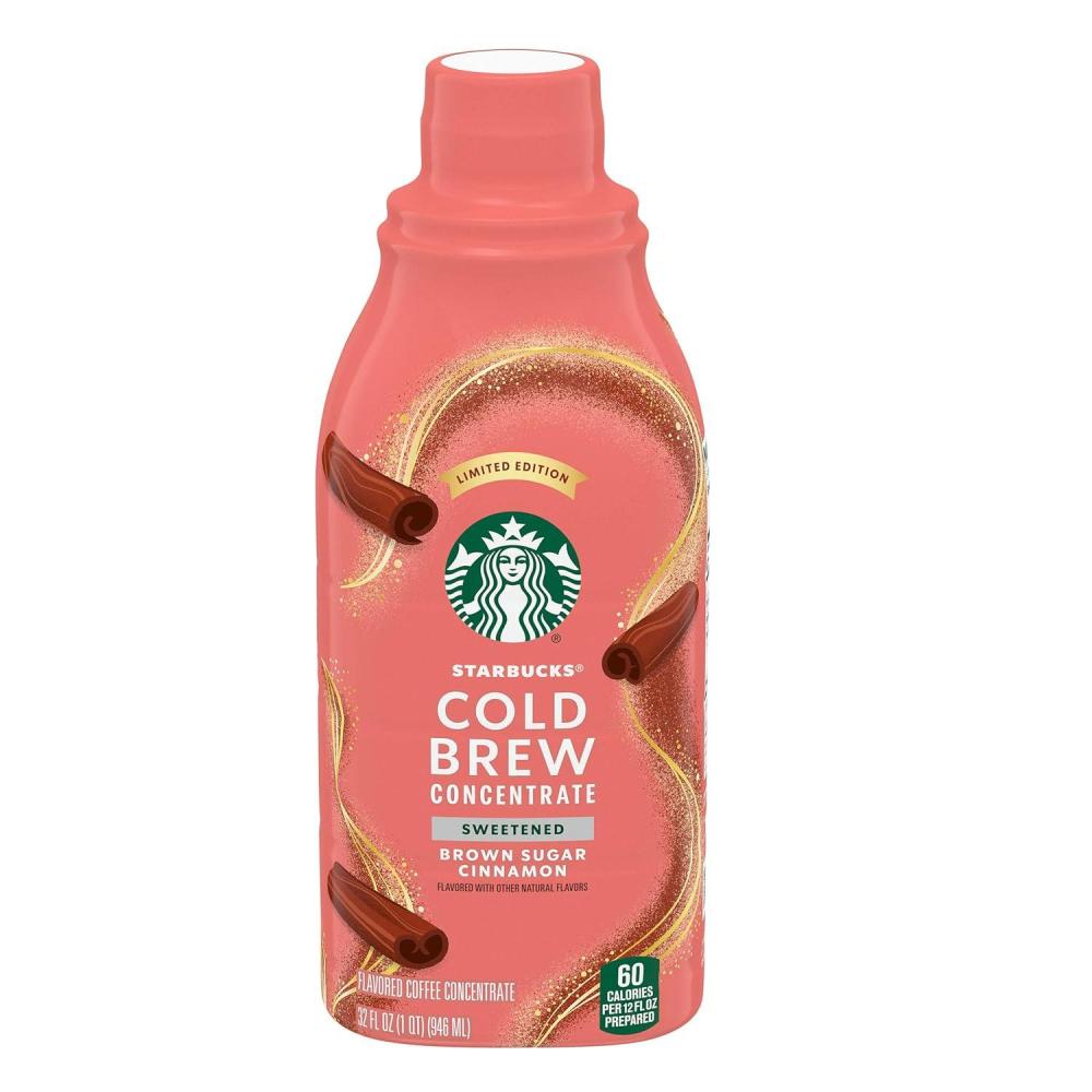imageStarbucks Cold Brew Coffee Concentrate Sweetened Brown Sugar Cinnamon Flavored Iced Coffee 32 fl oz