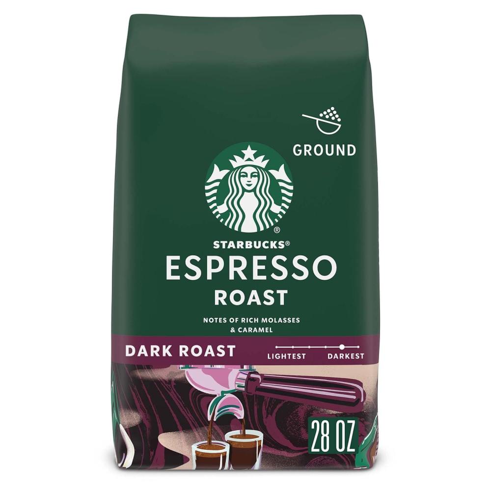 imageStarbucks Ground Coffee Dark Roast Coffee Espresso Roast 100 Arabica 1 bag 28 oz28 Ounce Pack of 1