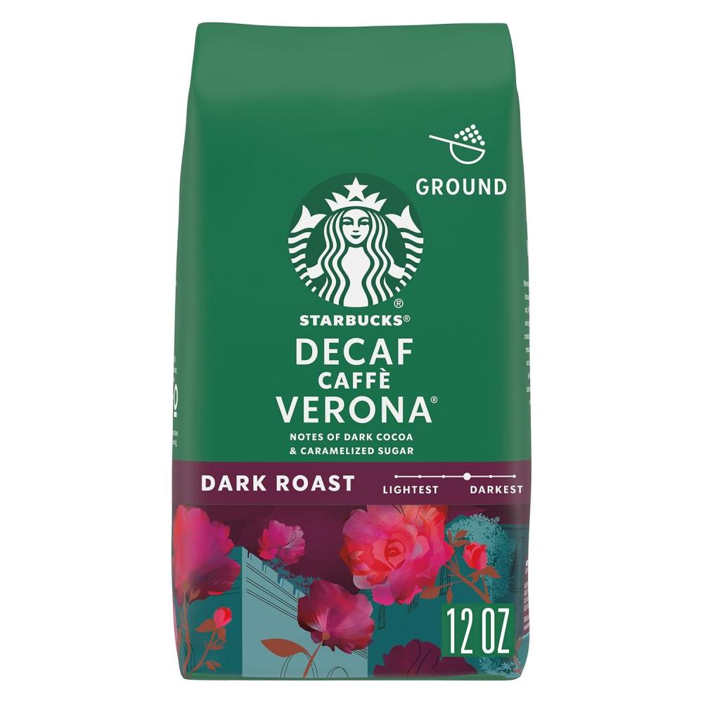imageStarbucks Ground Coffee Dark Roast Hot or Iced Coffee Decaf Caff Verona Six 12 oz BagsDecaf Caff Verona