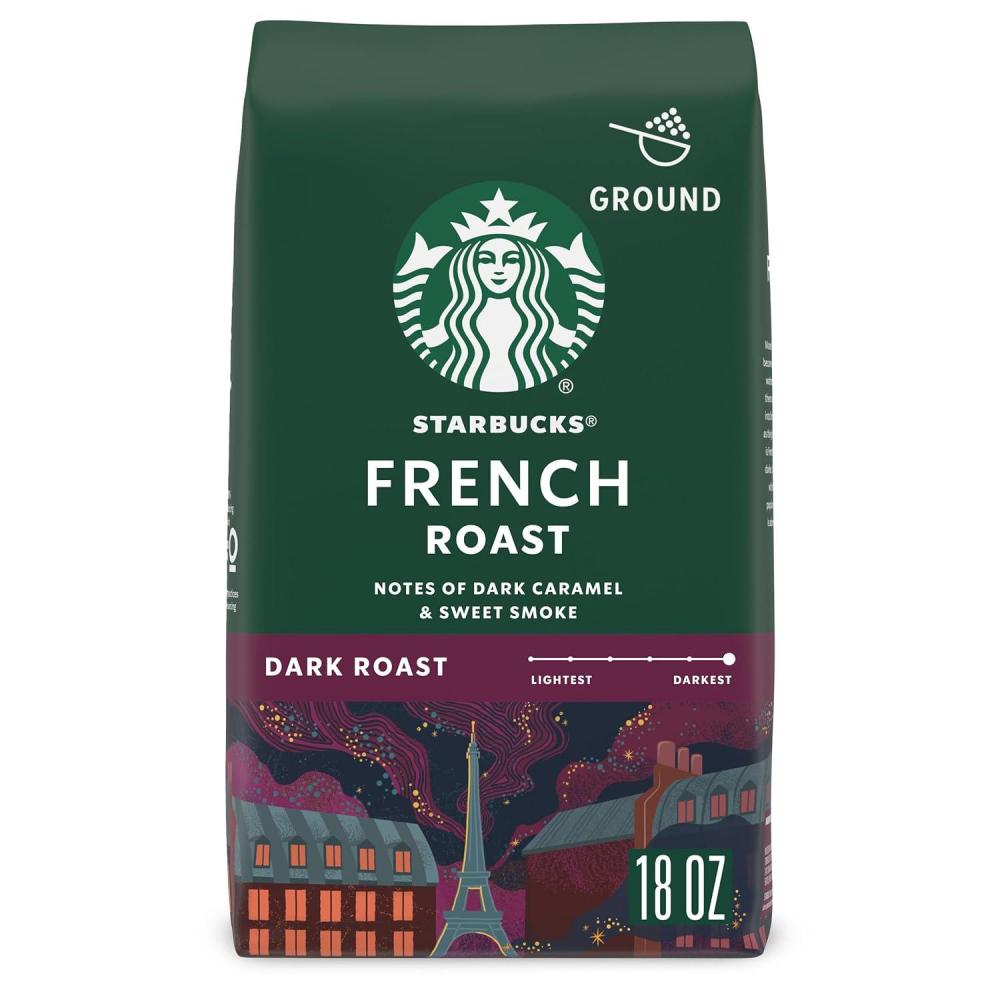 imageStarbucks Ground Coffee Dark Roast Hot or Iced Coffee French Roast 18 oz18 Ounce Pack of 1