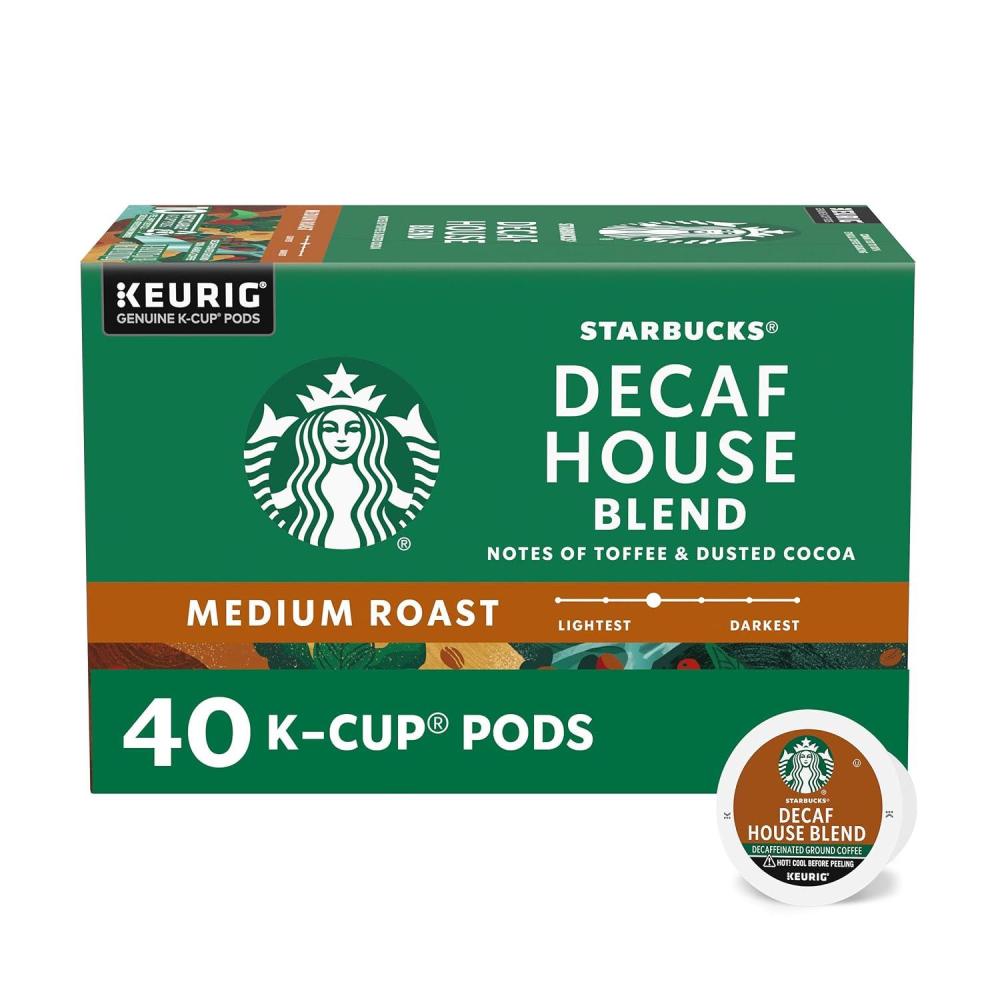 imageStarbucks KCup Coffee Pods Medium Roast Hot or Iced Coffee Decaf House Blend 40 Keurig Pods