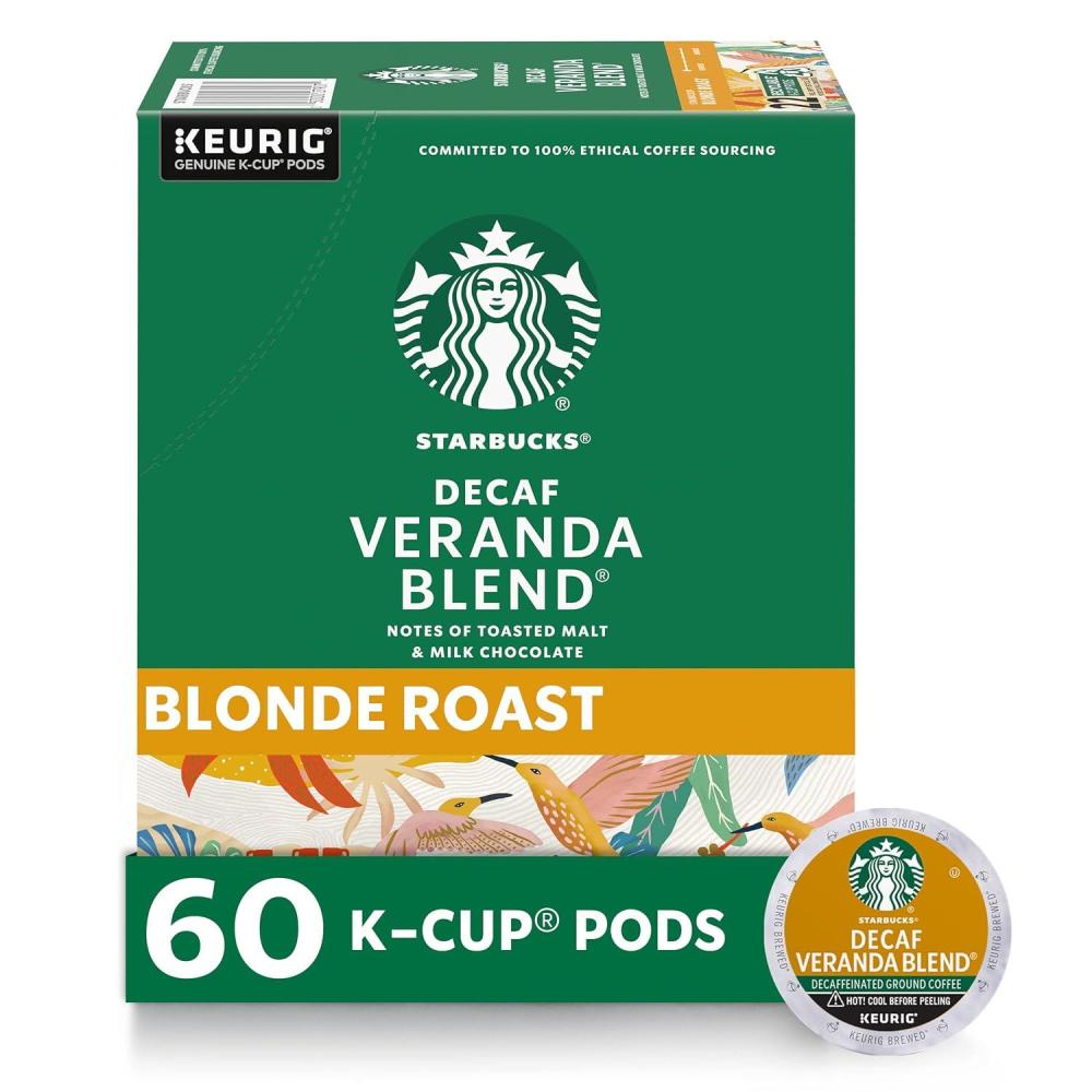 imageStarbucks KCup Coffee Pods Starbucks Blonde Roast Hot or Iced Coffee Decaf Veranda Blend 60 Keurig Pods