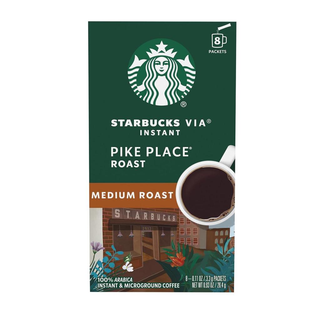imageStarbucks VIA Instant Coffee Medium Roast Coffee Pike Place Roast 100 Arabica SingleServe 1 Box 50 PacketsPike Place Roast