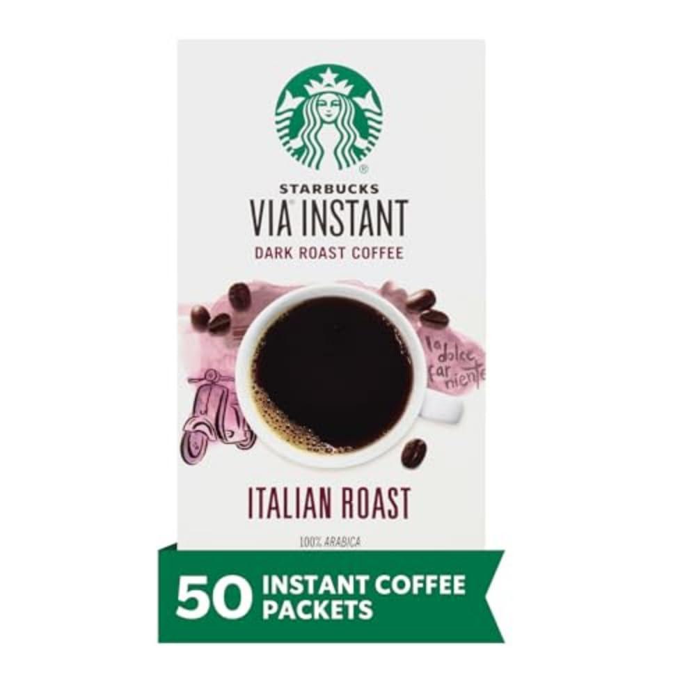 imageStarbucks VIA Instant Coffee Packets Single Serve Dark Roast Coffee French Roast 96 Packets Italian Roast