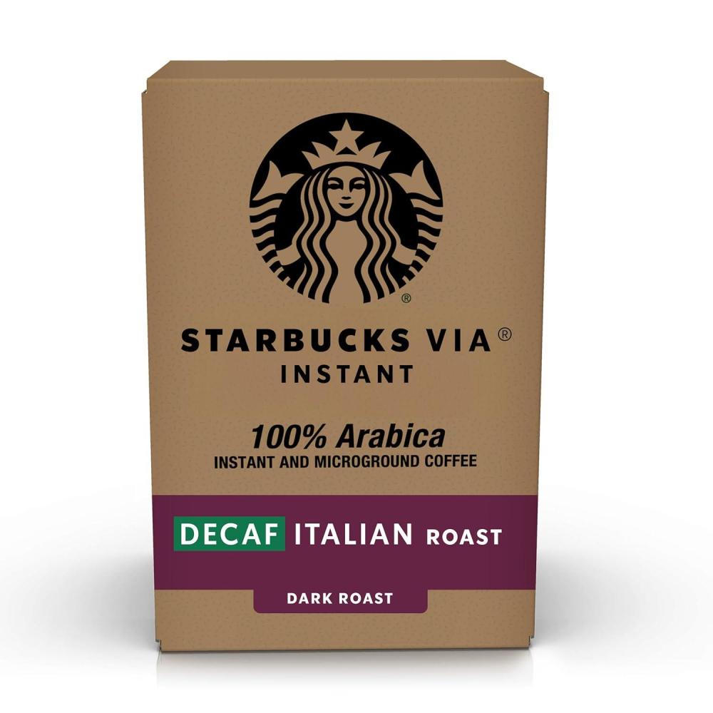 imageStarbucks VIA Instant Coffee Packets Single Serve Dark Roast Coffee Italian Roast 96 PacketsDecaf Italian Roast