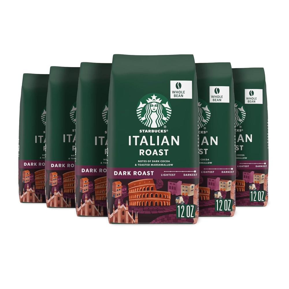 imageStarbucks Whole Bean Coffee Dark Roast Coffee Italian Roast 100 Arabica 6 bags 12 oz eachItalian