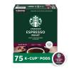 Starbucks K-Cup Coffee Pods, Dark Roast Coffee, Espresso Roast for Keurig Coffee Makers, 100% Arabica, 1 Box (75 Pods)