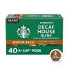 Starbucks K-Cup Coffee Pods, Medium Roast Hot or Iced Coffee, Decaf House Blend, 40 Keurig Pods