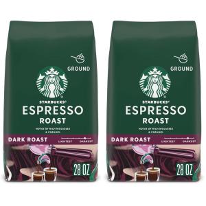 Starbucks Ground Coffee, Dark Roast Coffee, Espresso Roast, 100% Arabica, 1 bag (28 oz)(28 Ounce (Pack of 2))