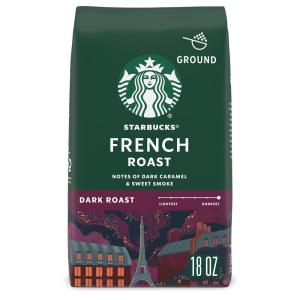 Starbucks Ground Coffee, Dark Roast Hot or Iced Coffee, French Roast, 18 oz(18 Ounce (Pack of 1))