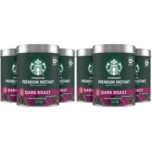 Starbucks Premium Instant Coffee, Dark Roast Coffee, Arabica Beans, Three 3.17 oz Tins(3.17 Ounce (Pack of 6))
