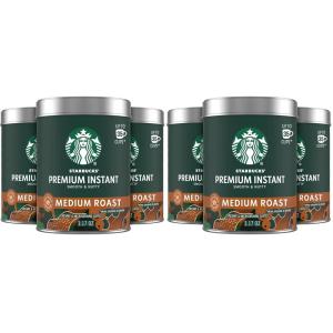 Starbucks Premium Instant Coffee, Medium Roast Coffee, Arabica Beans, Three 3.17 oz Tins(3.17 Ounce (Pack of 6))