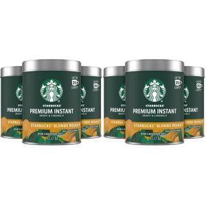 Starbucks Premium Instant Coffee, Starbucks Blonde Roast Coffee, Arabica Beans, Three 3.17 oz Tins(3.17 Ounce (Pack of 6))
