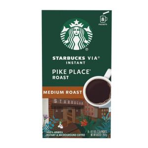 Starbucks VIA Instant Coffee, Medium Roast Coffee, Pike Place Roast, 100% Arabica, Single-Serve, 1 Box (50 Packets)(Pike Place Roast)