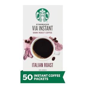 Starbucks VIA Instant Coffee Packets, Single Serve, Dark Roast Coffee, French Roast, 96 Packets ​(Italian Roast)