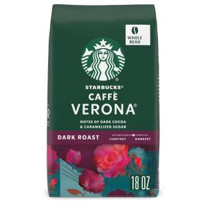 Starbucks Whole Bean Coffee, Dark Roast Coffee, Caffè Verona, 100% Arabica, 1 bag (18 oz)(Caffe Verona)