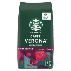 Starbucks Whole Bean Coffee, Dark Roast Coffee, Italian Roast, 100% Arabica, 6 bags (12 oz each)(Caffe Verona)