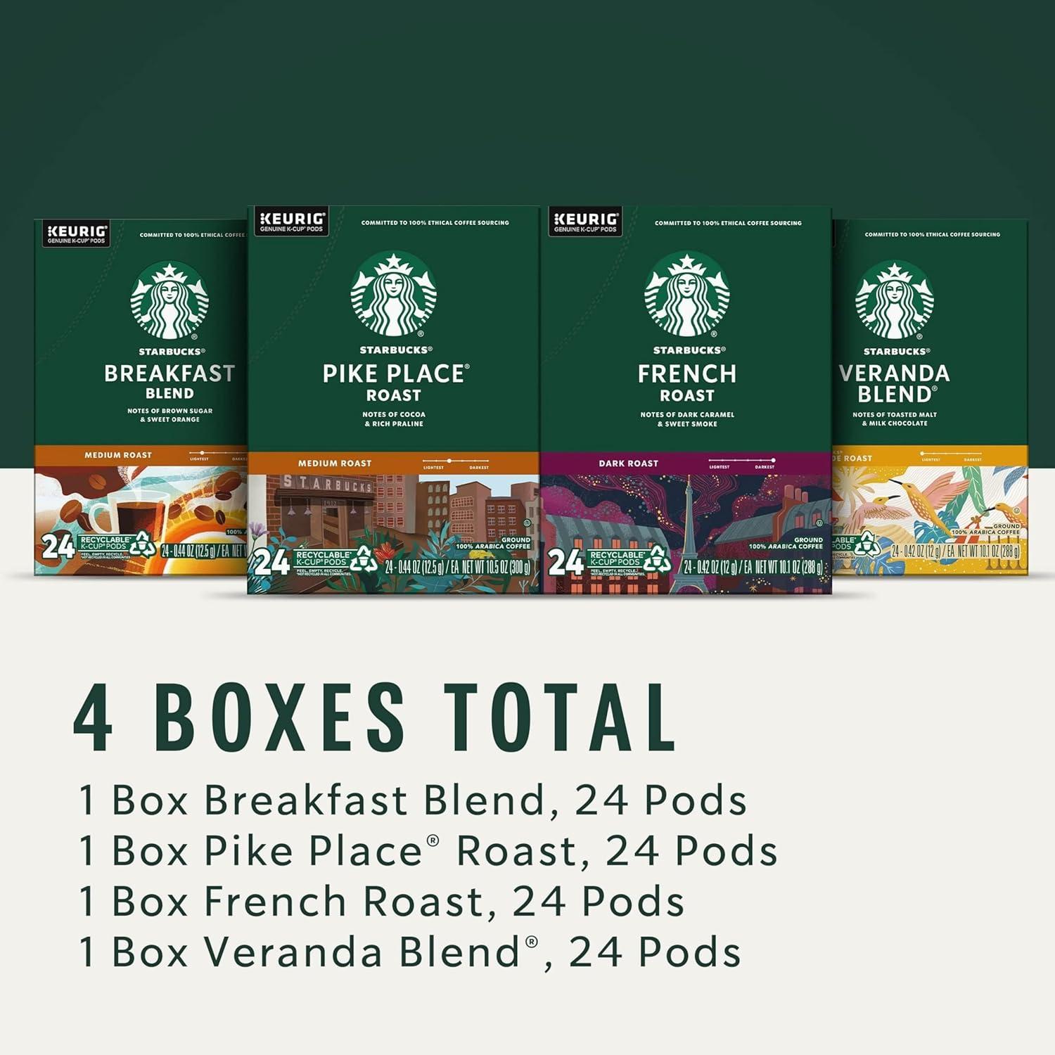 imageStarbucks KCup Coffee Pods Starbucks Blonde Medium and Dark Roast Hot or Iced Coffee Variety Pack 96 Keurig Pods