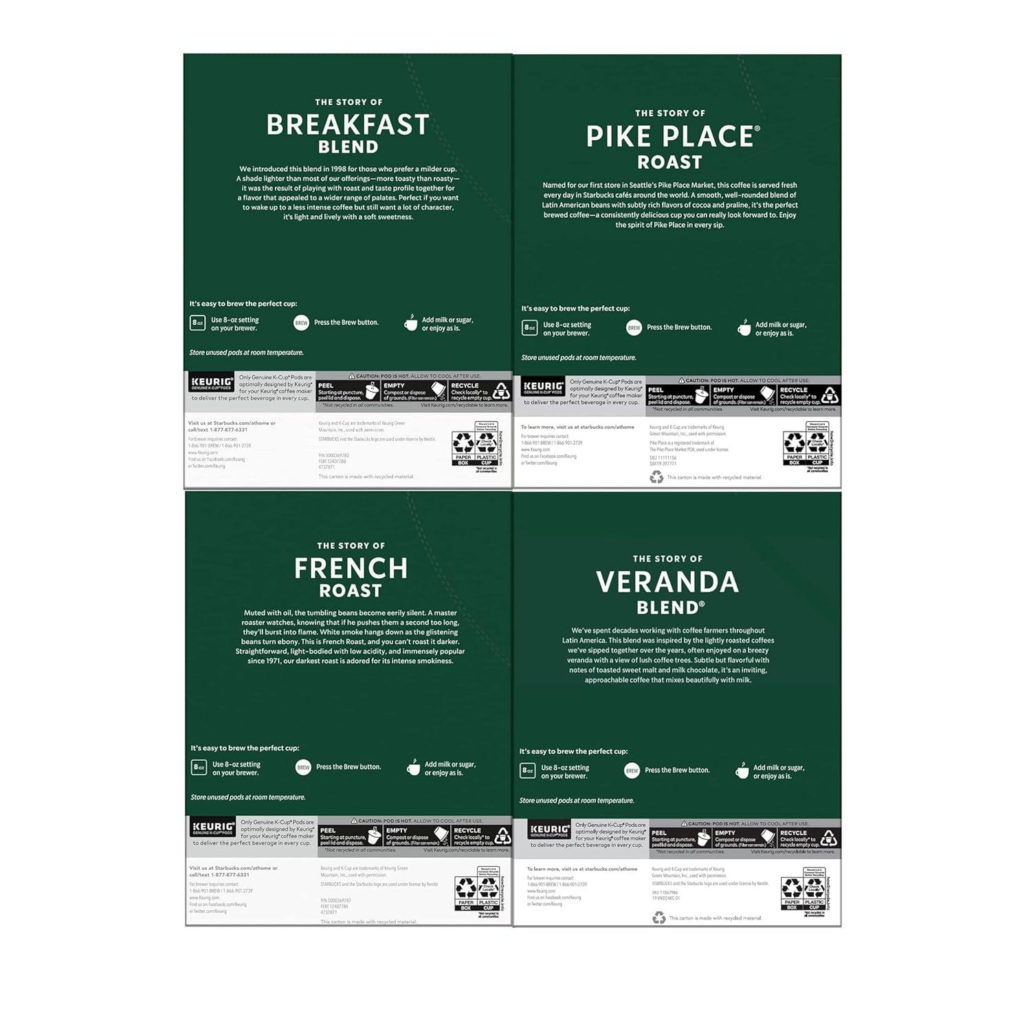 imageStarbucks KCup Coffee Pods Starbucks Blonde Medium and Dark Roast Hot or Iced Coffee Variety Pack 96 Keurig Pods