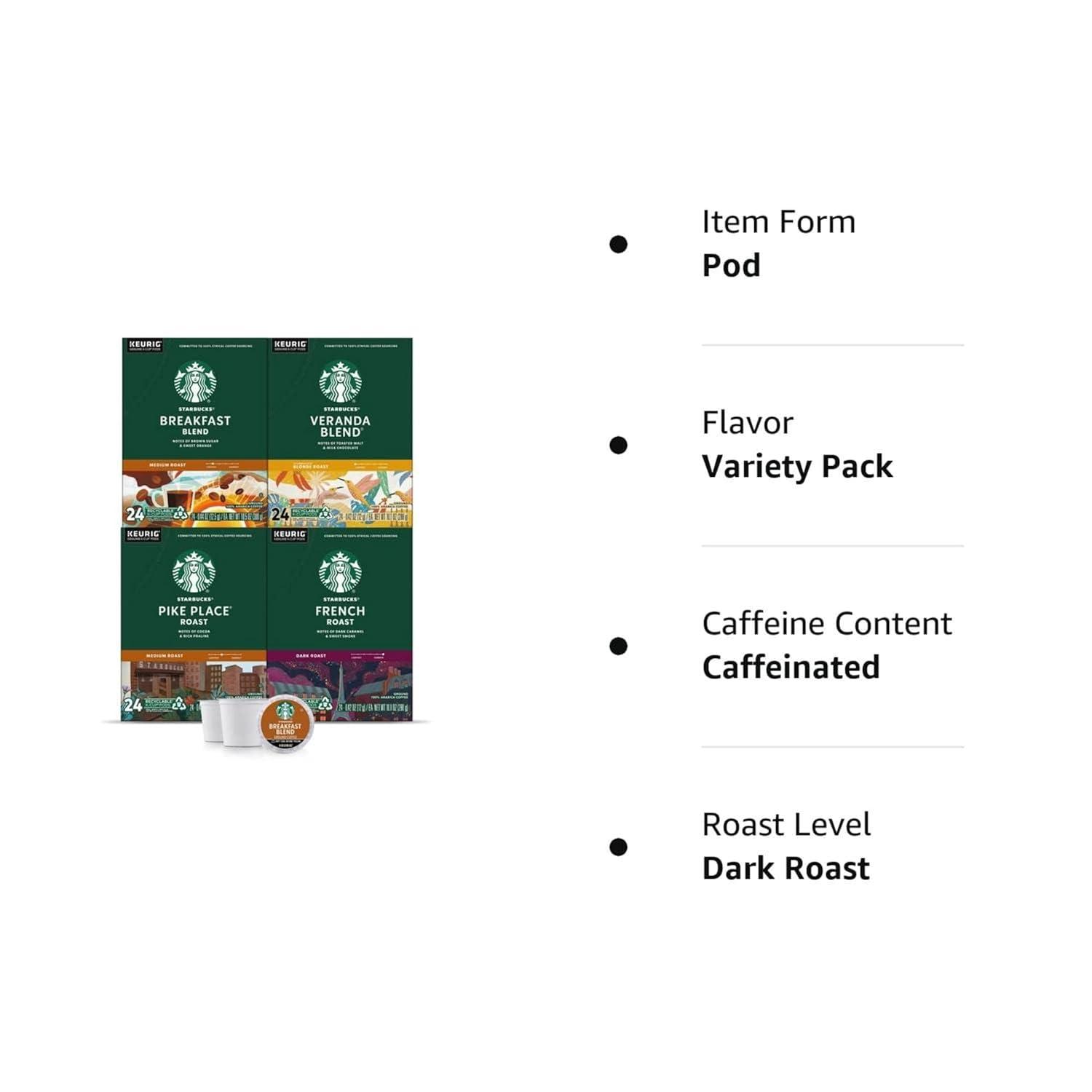 imageStarbucks KCup Coffee Pods Starbucks Blonde Medium and Dark Roast Hot or Iced Coffee Variety Pack 96 Keurig Pods