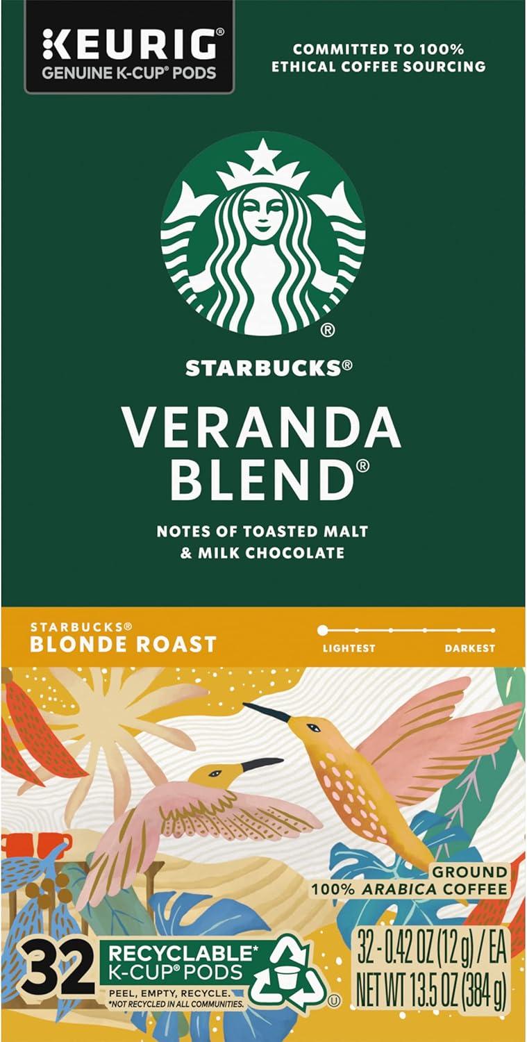 imageStarbucks KCup Coffee Pods Starbucks Blonde Roast Hot or Iced Coffee Veranda Blend 96 Keurig PodsVeranda Blend