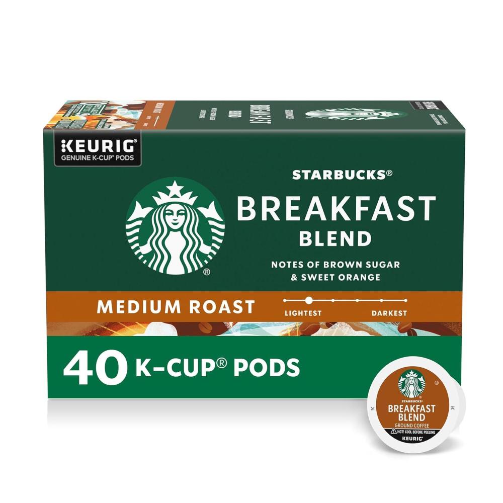 imageStarbucks KCup Coffee Pods Medium Roast Hot or Iced Coffee Breakfast Blend 40 Keurig Pods