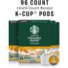 Starbucks K-Cup Coffee Pods, Starbucks Blonde Roast Hot or Iced Coffee, Veranda Blend, 96 Keurig Pods(Veranda)