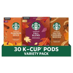 Starbucks K-Cup Coffee Pods, Medium Roast Hot or Iced Coffee, Pike Place Roast, 96 Keurig Pods ​(NEW! Fall Variety Bundle)