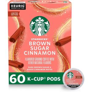 Starbucks K-Cup Coffee Pods, Starbucks Blonde Roast Hot or Iced Coffee, Veranda Blend, 96 Keurig Pods(Brown Sugar Cinnamon)