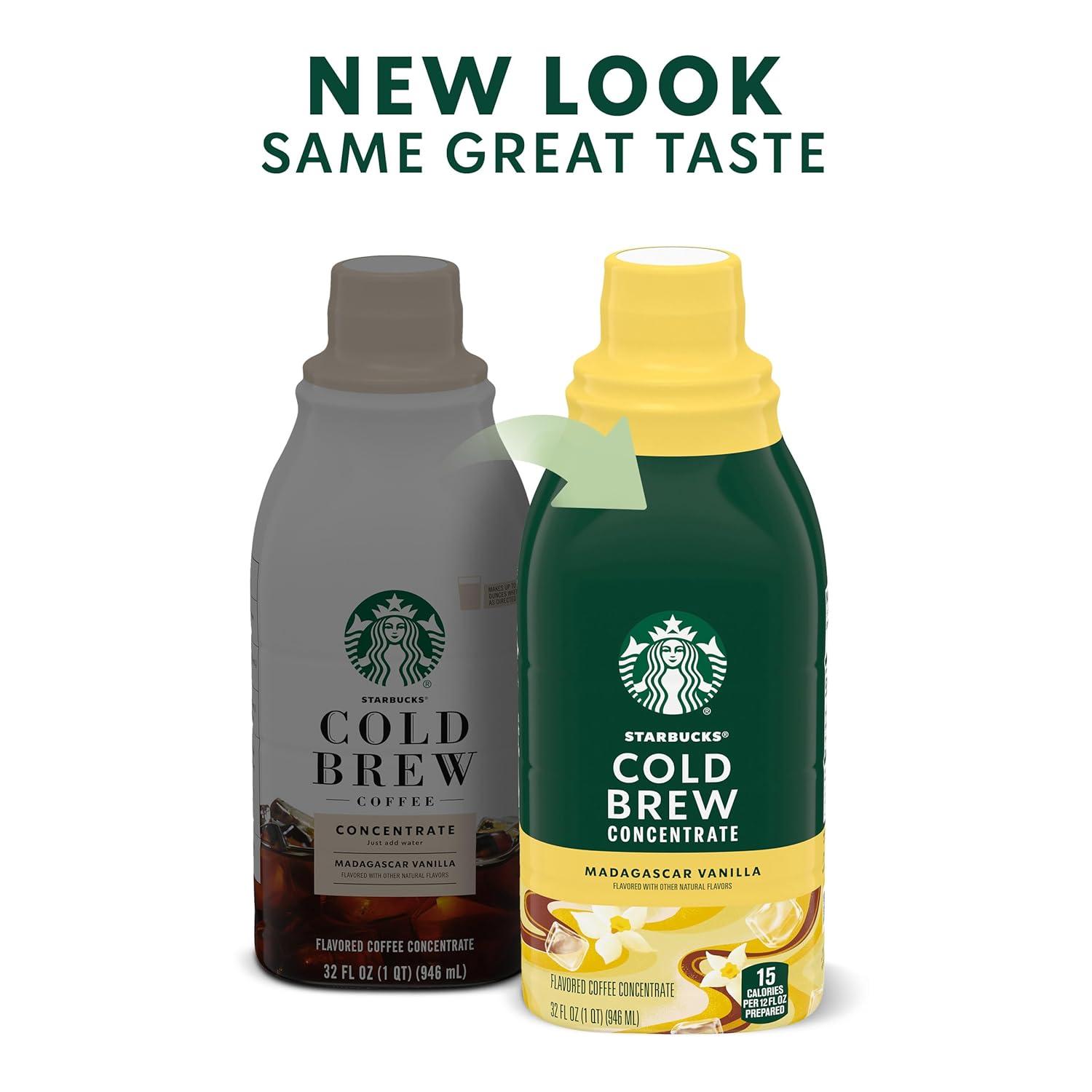 imageStarbucks Cold Brew Coffee Concentrate Madagascar Vanilla Flavored Iced Coffee 32 fl oz32 Fl Oz Pack of 4