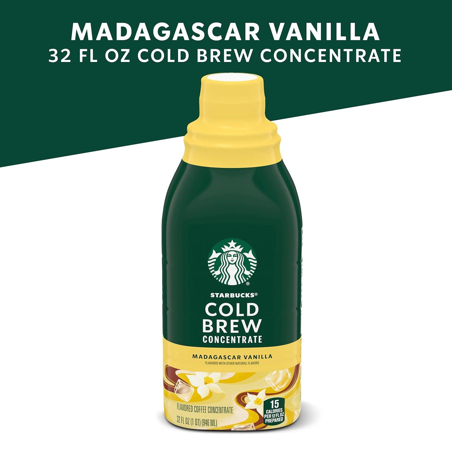 imageStarbucks Cold Brew Coffee Concentrate Madagascar Vanilla Flavored Iced Coffee 32 fl oz32 Fl Oz Pack of 4