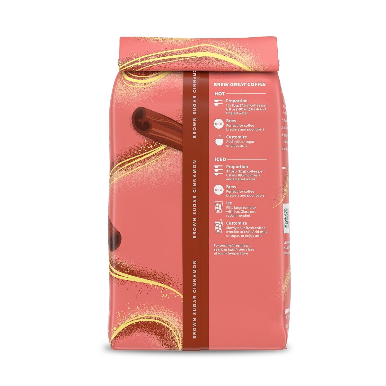 imageStarbucks Ground Coffee Flavored Hot or Iced Coffee Variety Pack Three 11 oz BagsBrown Sugar Cinnamon