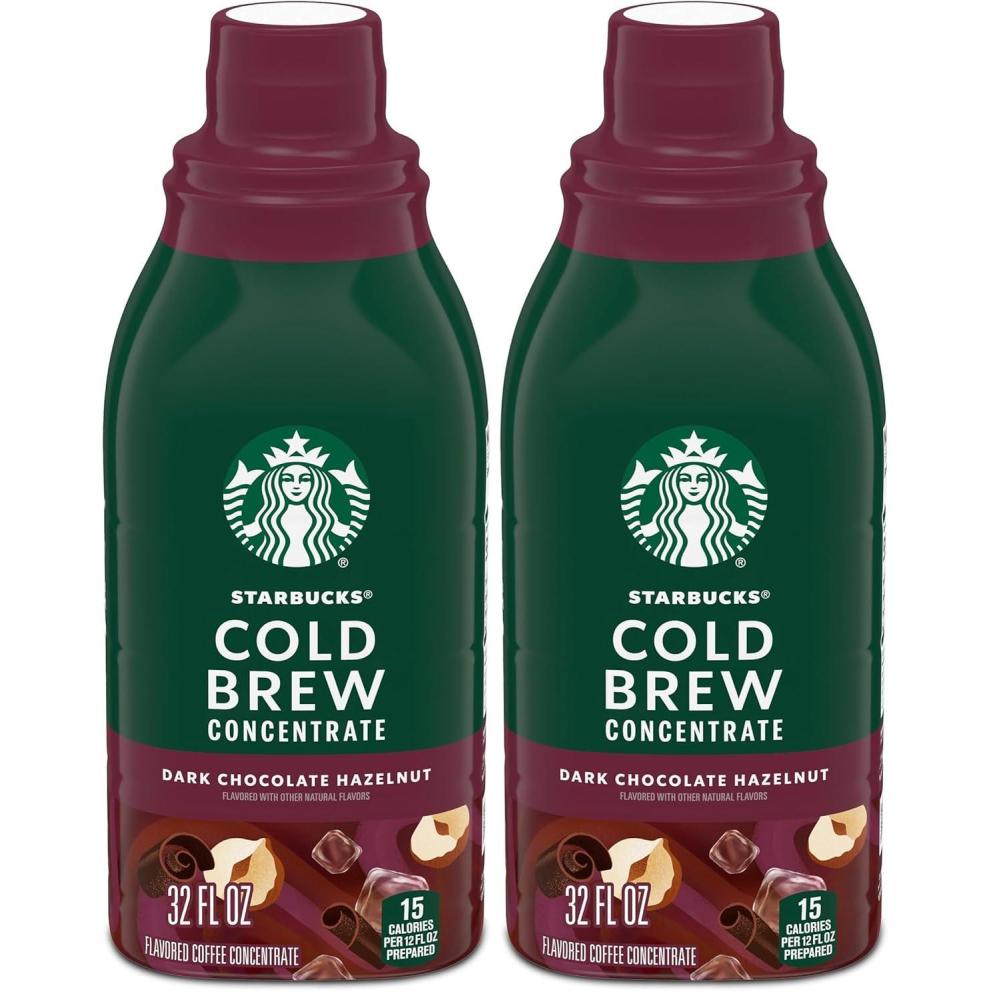 imageStarbucks Cold Brew Coffee Concentrate Dark Chocolate Hazelnut Flavored Iced Coffee 32 fl oz32 Fl Oz Pack of 2