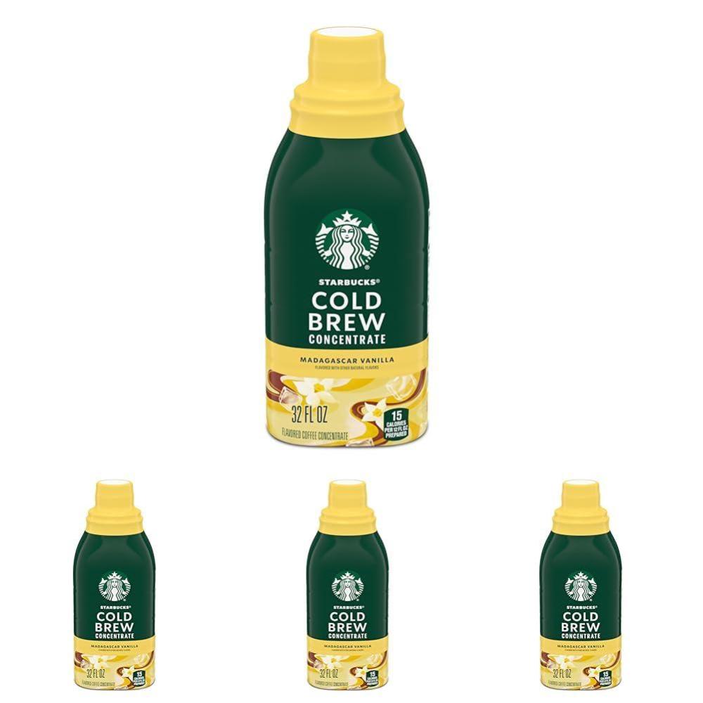 imageStarbucks Cold Brew Coffee Concentrate Madagascar Vanilla Flavored Iced Coffee 32 fl oz32 Fl Oz Pack of 4