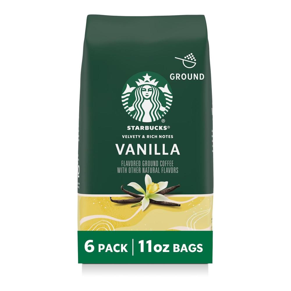 imageStarbucks Ground Coffee Flavored Hot or Iced Coffee Variety Pack Three 11 oz BagsVanilla