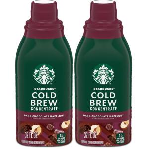Starbucks Cold Brew Coffee Concentrate, Dark Chocolate Hazelnut Flavored Iced Coffee, 32 fl oz(32 Fl Oz (Pack of 2))