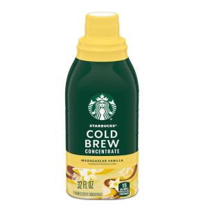 Starbucks Cold Brew Coffee Concentrate, Madagascar Vanilla Flavored Iced Coffee, 32 fl oz(32 Fl Oz (Pack of 1))