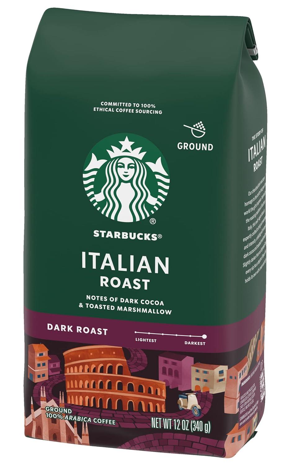 imageStarbucks Ground Coffee Dark Roast Hot or Iced Coffee Caff Verona 12 ozCocoa and Toasted Marshmallow