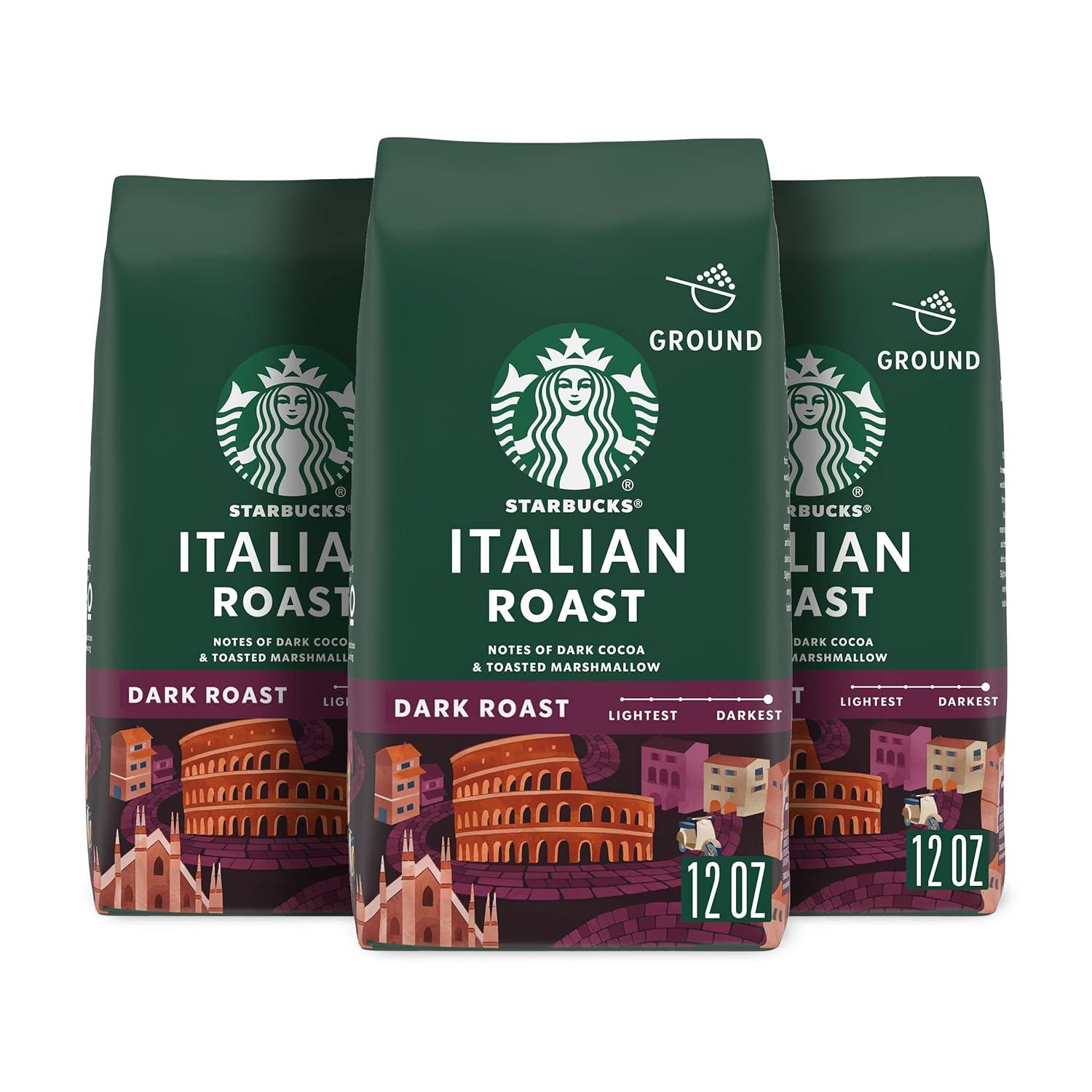 imageStarbucks Ground Coffee Dark Roast Hot or Iced Coffee Caff Verona 12 ozItalian Roast