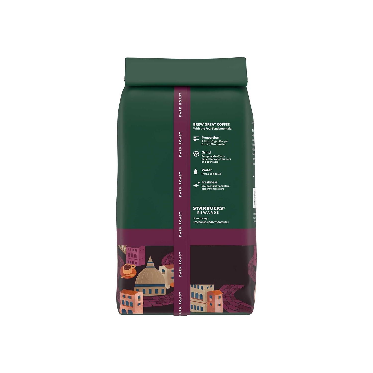 imageStarbucks Ground Coffee Dark Roast Hot or Iced Coffee Caff Verona 12 ozItalian Roast
