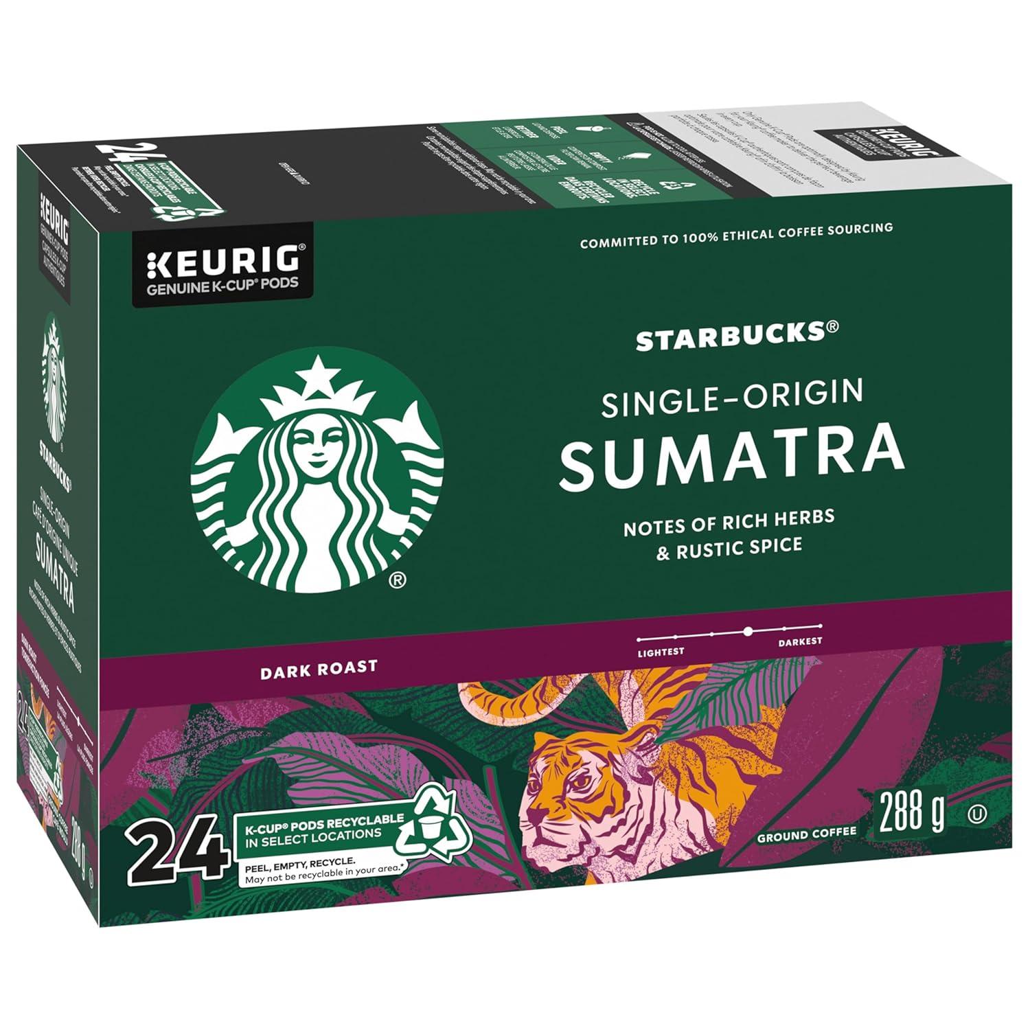 imageStarbucks KCup Coffee Pods Dark Roast Coffee Italian Roast 100 Arabica 1 box 10 podsSumatra