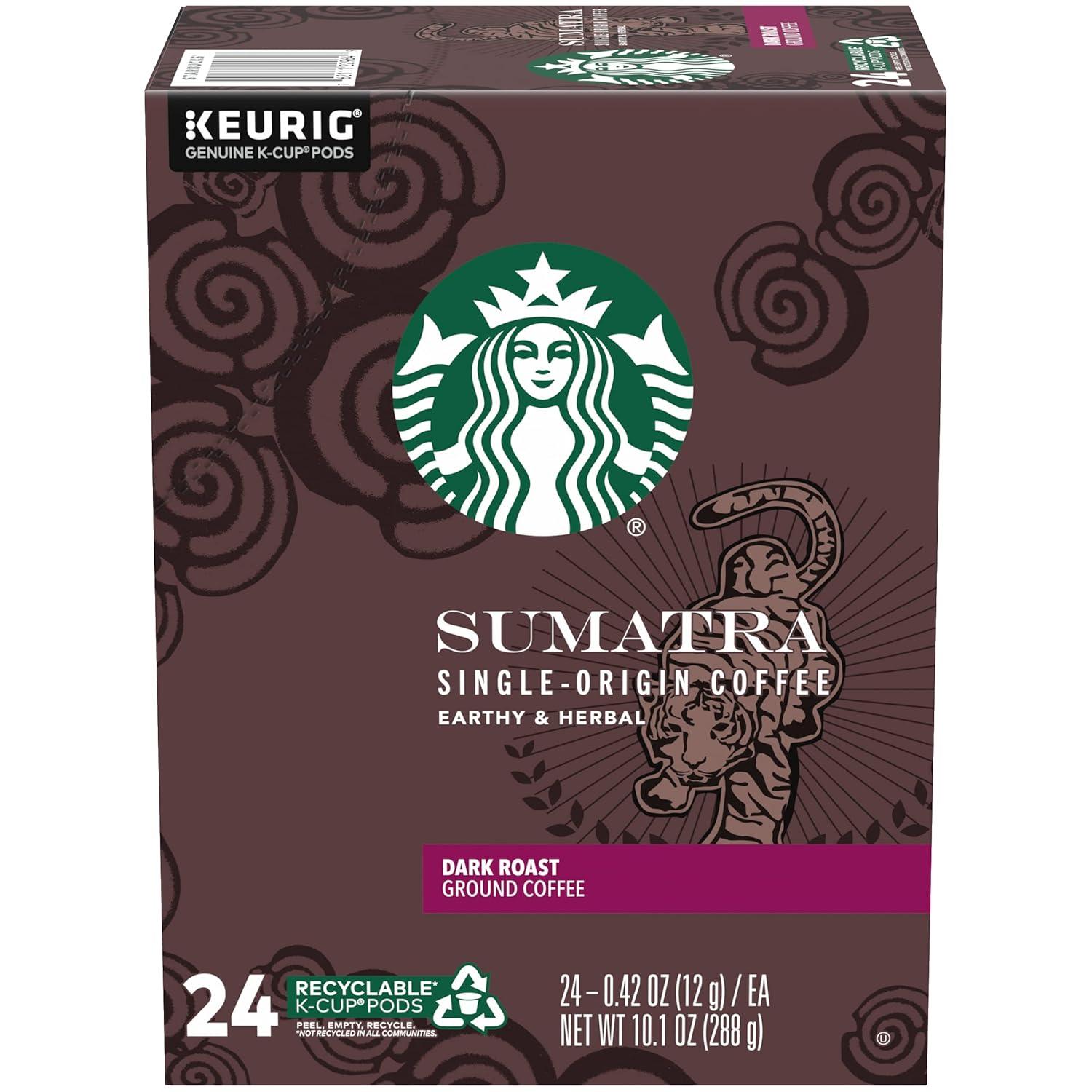 imageStarbucks KCup Coffee Pods Dark Roast Coffee Italian Roast 100 Arabica 1 box 10 podsSumatra
