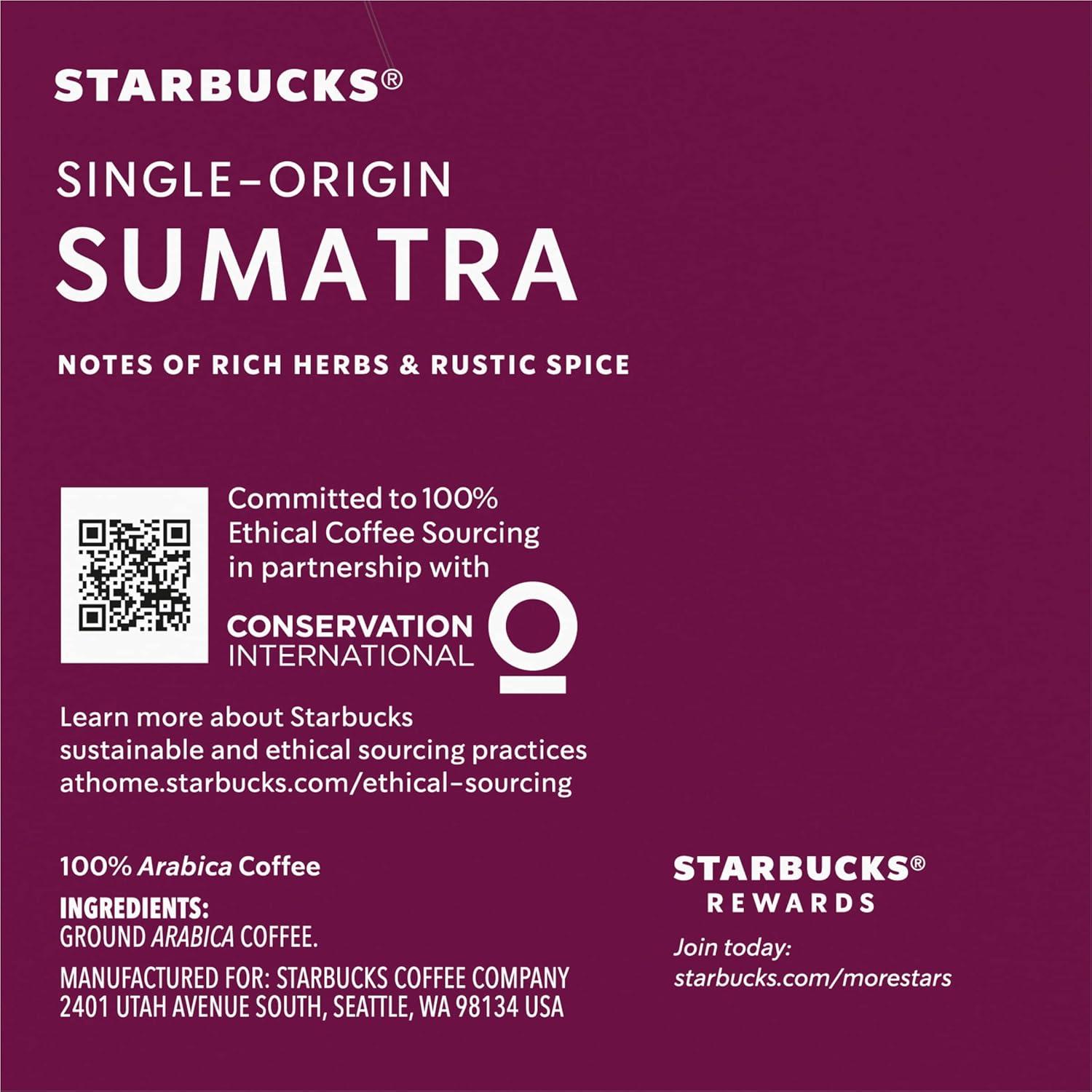 imageStarbucks KCup Coffee Pods Dark Roast Coffee Italian Roast 100 Arabica 1 box 10 podsSumatra