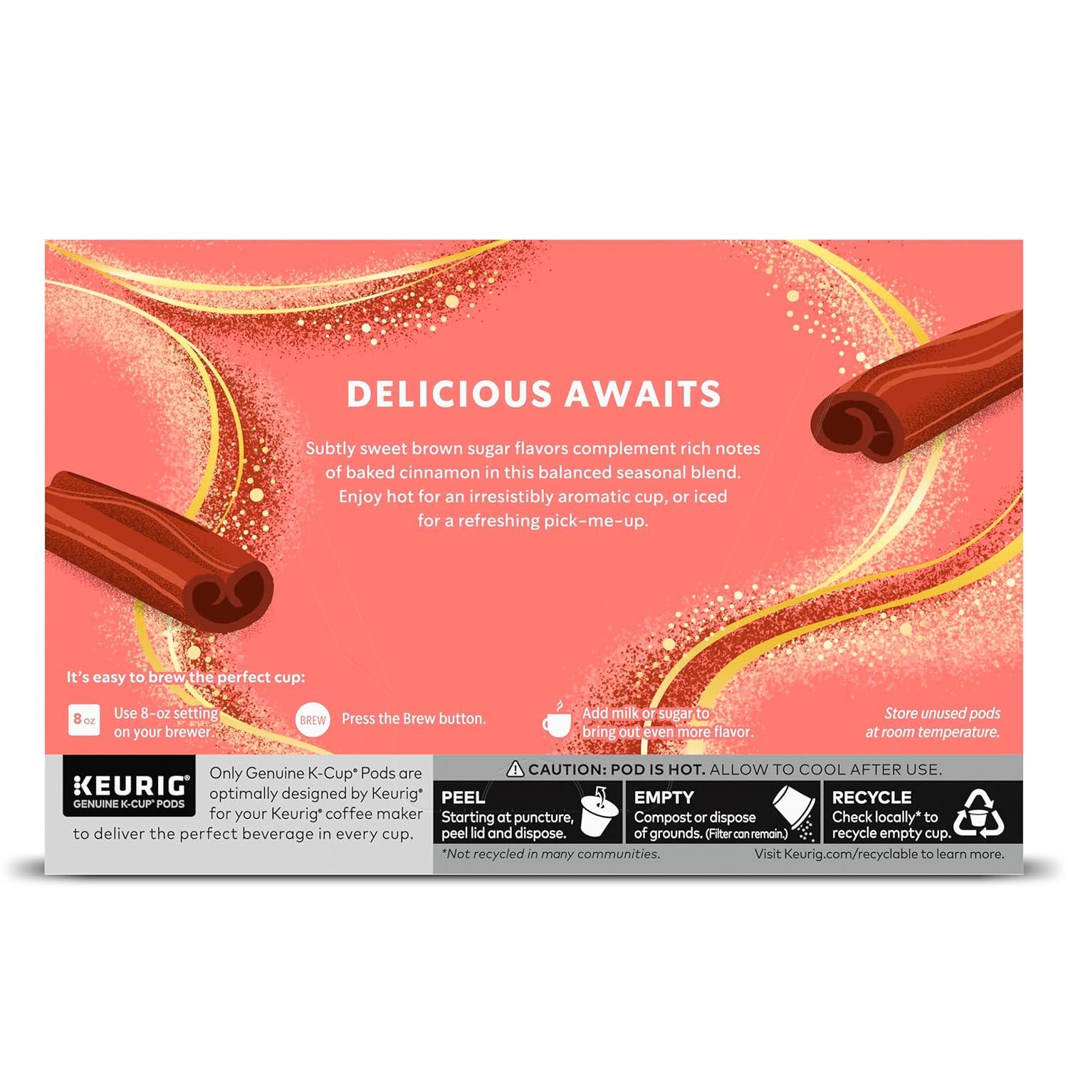 imageStarbucks KCup Coffee Pods Flavored Hot or Iced Coffee Brown Sugar Cinnamon 10 Keurig PodsBrown Sugar Cinnamon