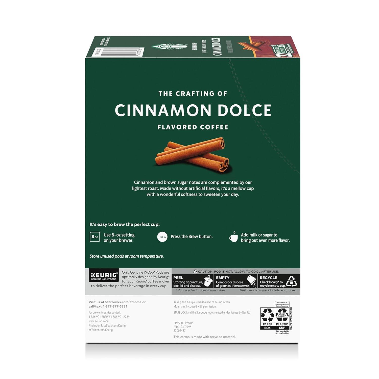 imageStarbucks KCup Coffee Pods Flavored Hot or Iced Coffee Toffeenut 10 Keurig PodsCinnamon Dolce
