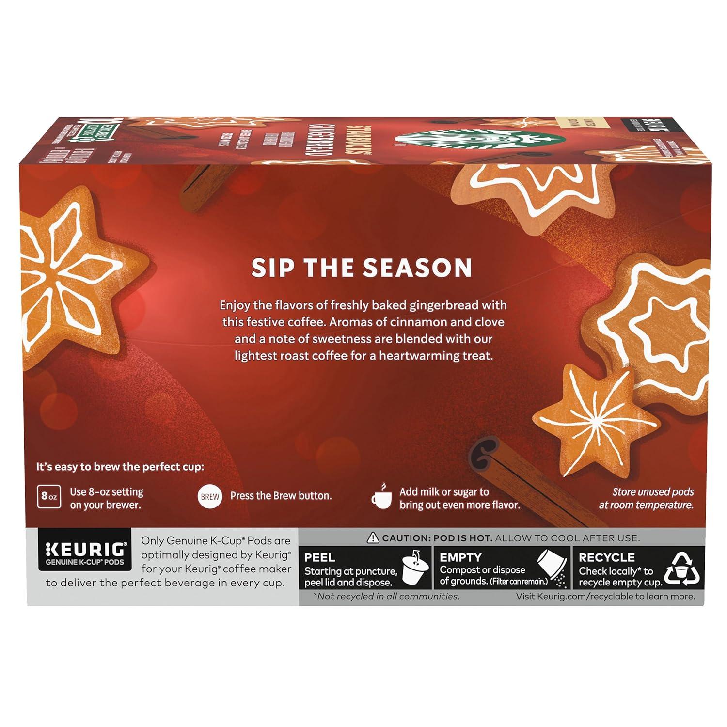 imageStarbucks KCup Coffee Pods Flavored Hot or Iced Coffee Toffeenut 10 Keurig PodsGingerbread