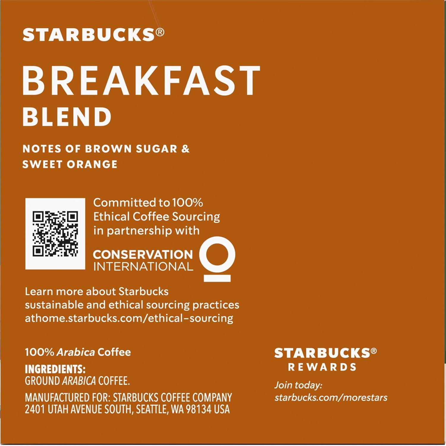 imageStarbucks KCup Coffee Pods Medium Roast Hot or Iced Coffee Breakfast Blend 10 Keurig Pods Breakfast Blend